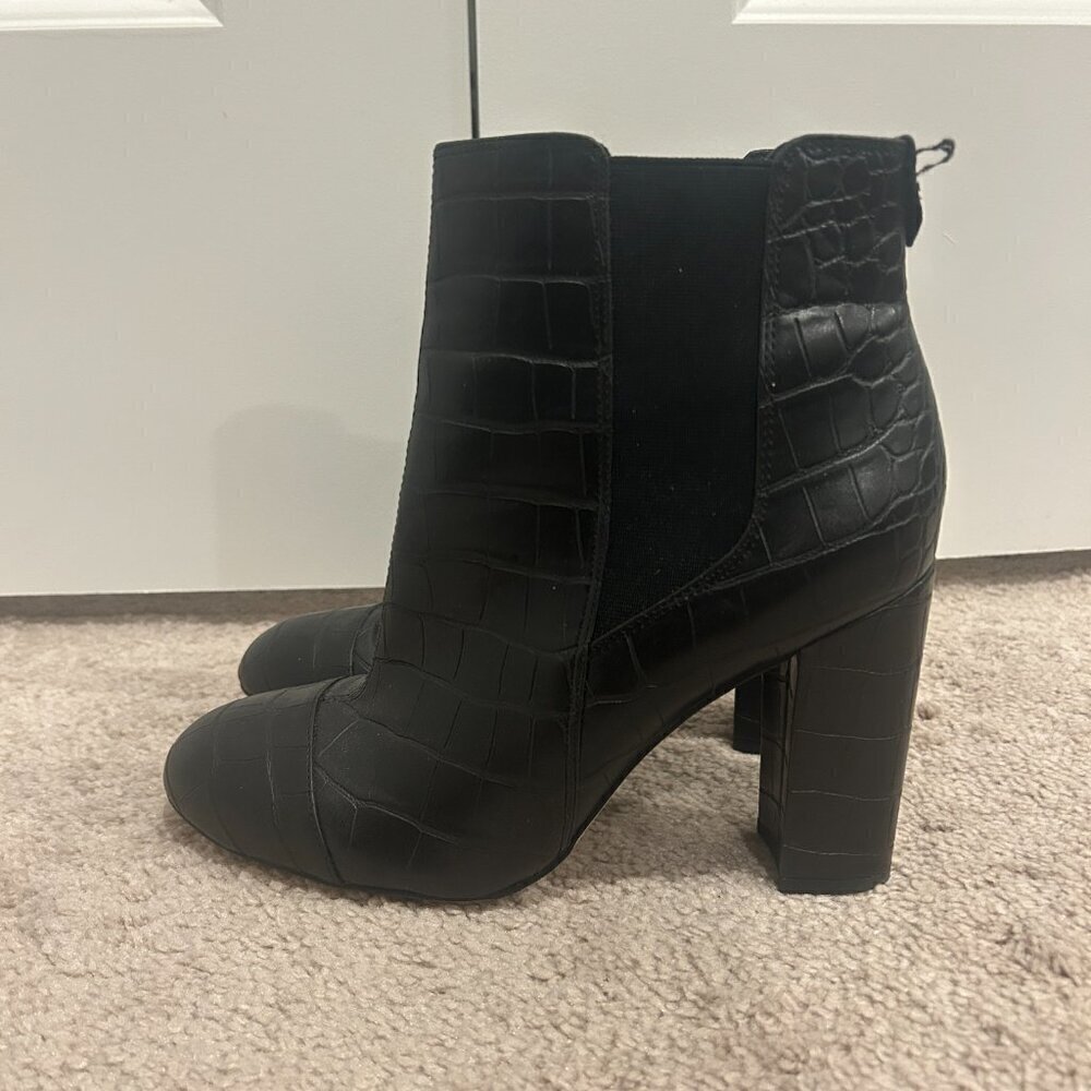 Sam Edelman Black Slip on Leather Heeled Booties Women’s Size 8 - Picture 3 of 6